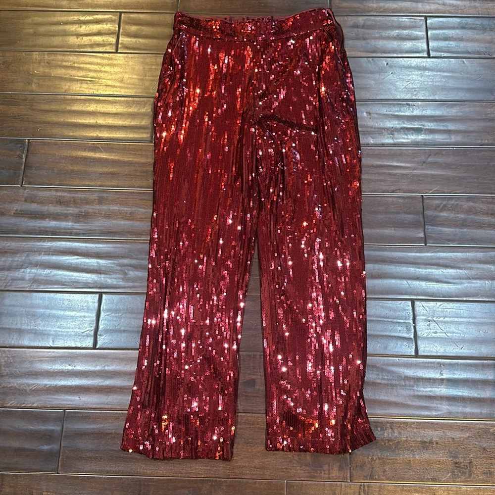 Red sparkly pants